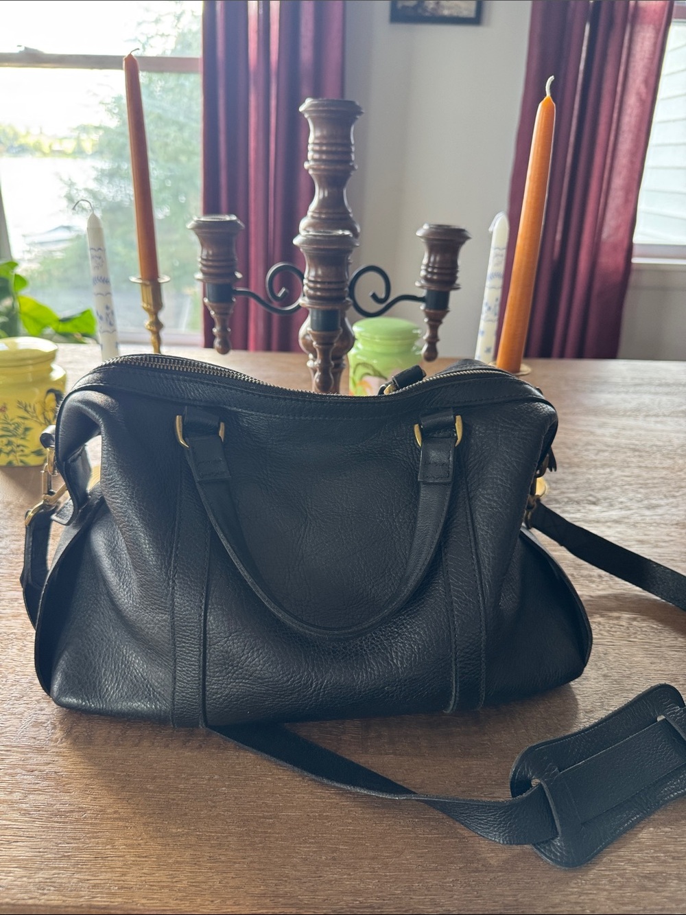 100% leather Madewell purse with removable strap